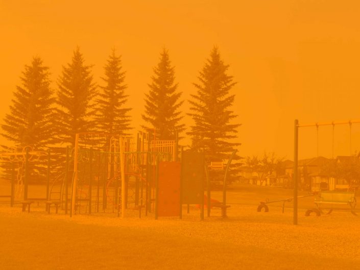 Social well-being Deer park playground with orange overlay